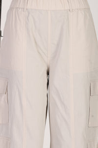 Cream High Rise Cargo Pants
