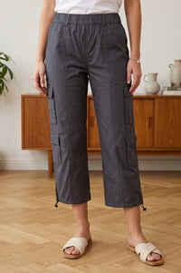 Charcoal High Rise Cargo Pants