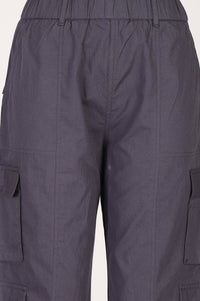 Charcoal High Rise Cargo Pants