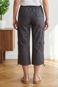 Charcoal High Rise Cargo Pants