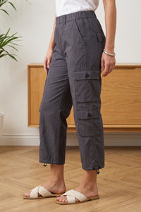 Charcoal High Rise Cargo Pants