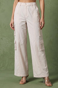 Off-White Pure Cotton Ankle Length Cargo Pants