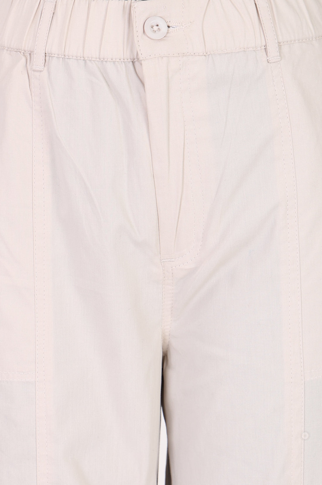 Off-White Pure Cotton Ankle Length Cargo Pants