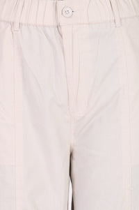 Off-White Pure Cotton Ankle Length Cargo Pants