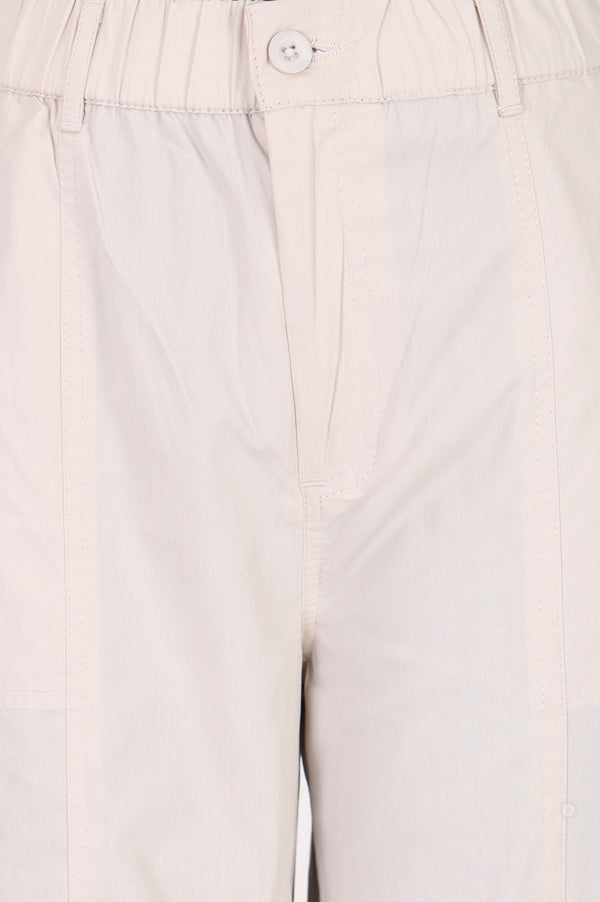 Off-White Pure Cotton Ankle Length Cargo Pants