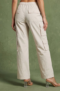 Off-White Pure Cotton Ankle Length Cargo Pants