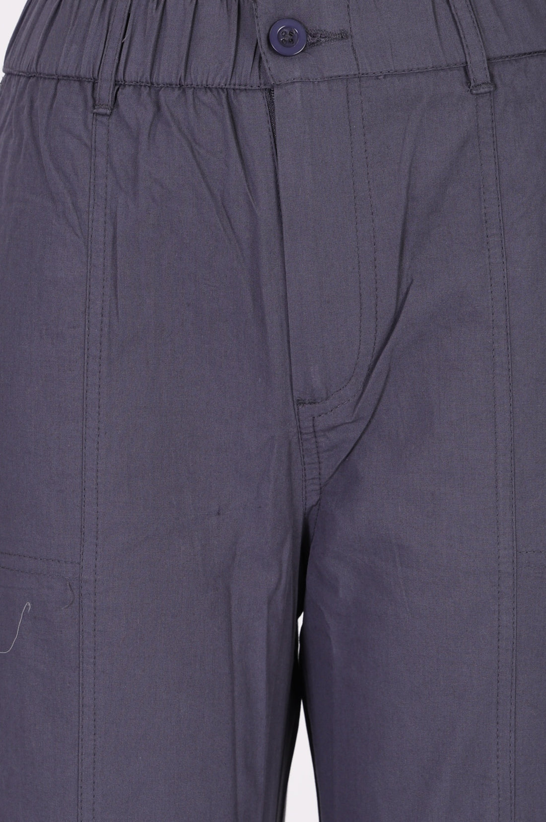 Grey Pure Cotton Ankle Length Cargo Pants