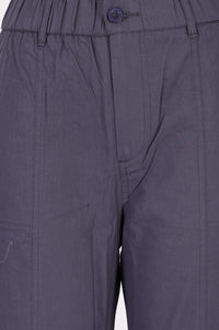 Grey Pure Cotton Ankle Length Cargo Pants