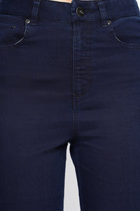 Blue Cotton Lycra Ankle Length Denim Straight Pants