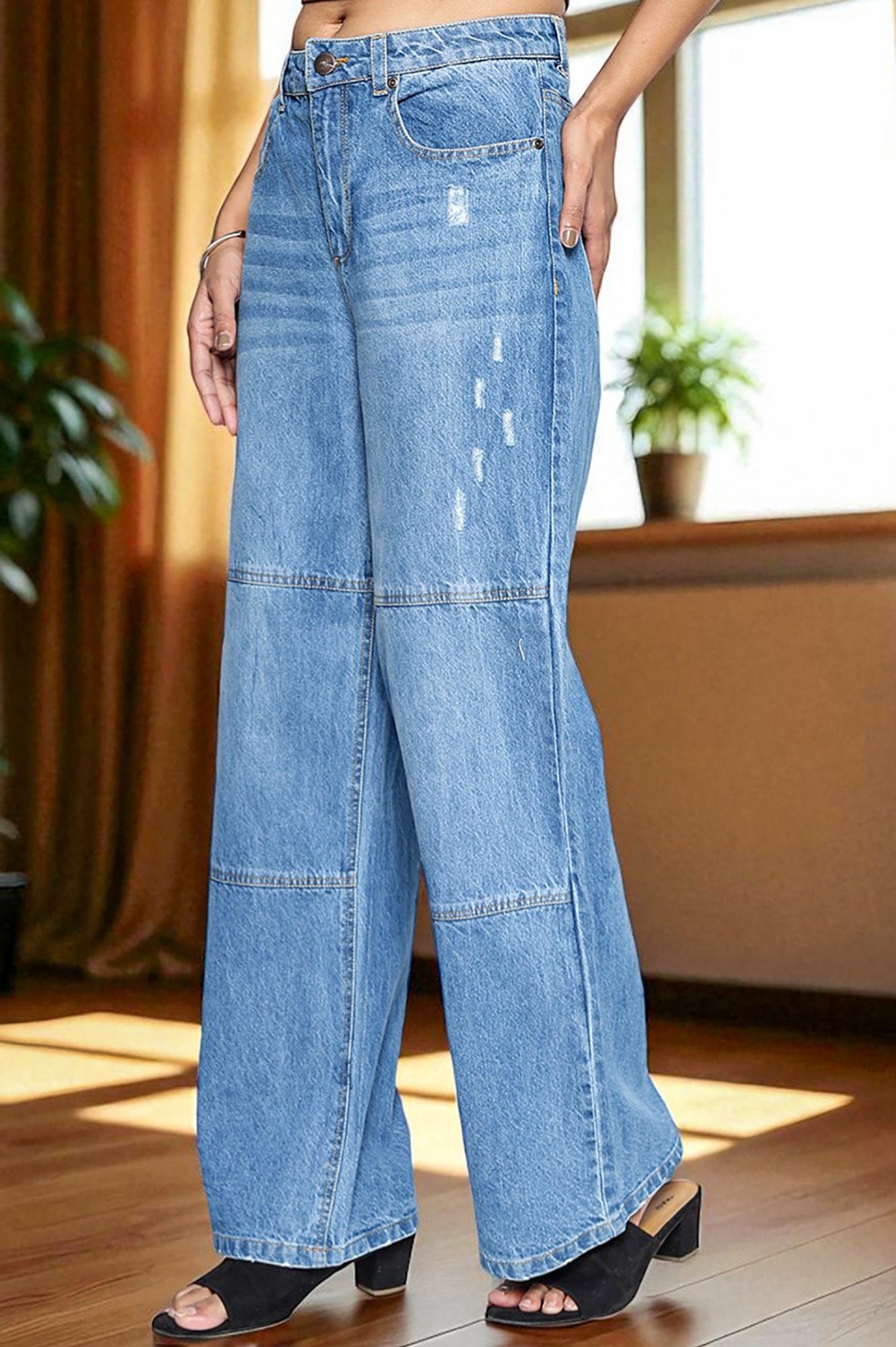 Light Blue Pure Cotton Flared Denim Pants