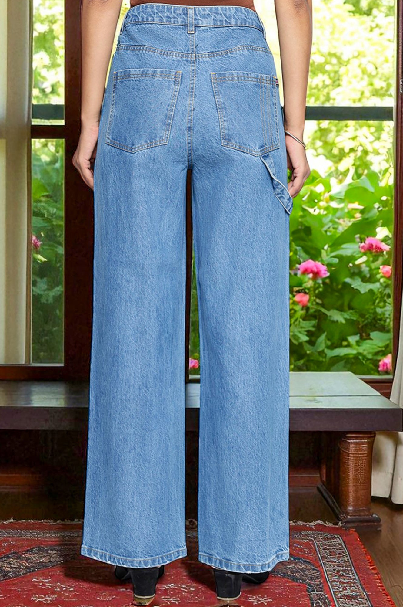 Light Blue Pure Cotton Flared Denim Pants