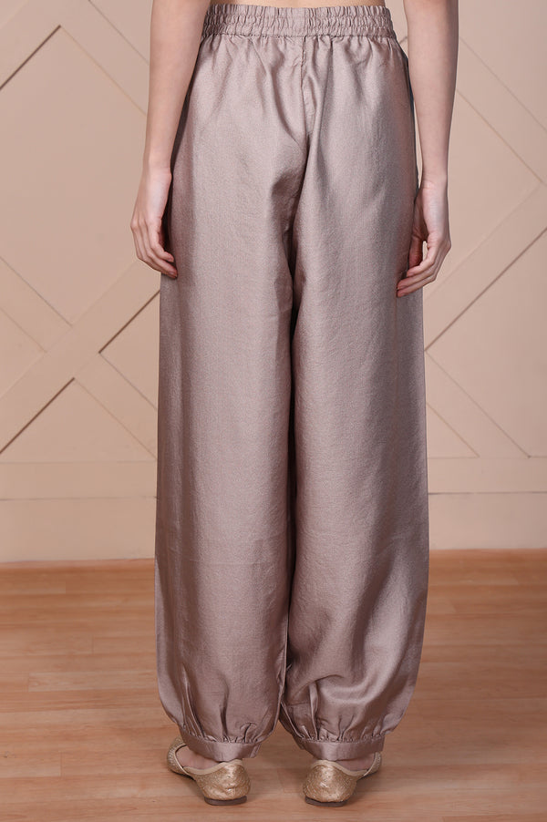 Elleven Women's Beige Solid Lustrous Harem Pant