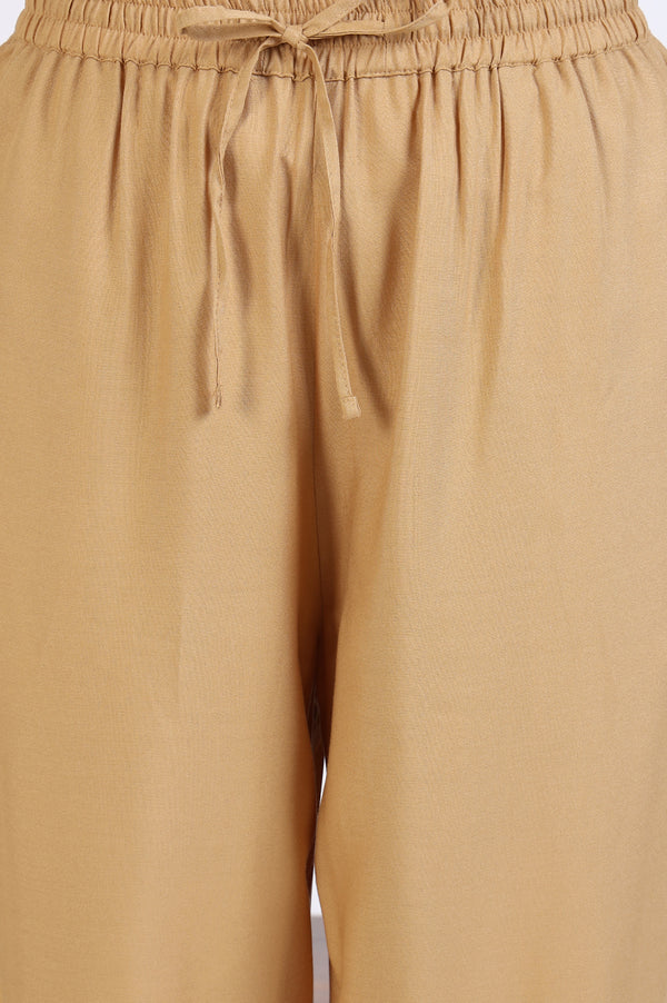 Elleven Women's Gold Solid Gathered Harem Pants