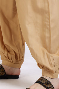 Gold Solid Gathered Harem Pants