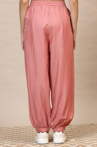 Pink Solid Rayon Harem Pants