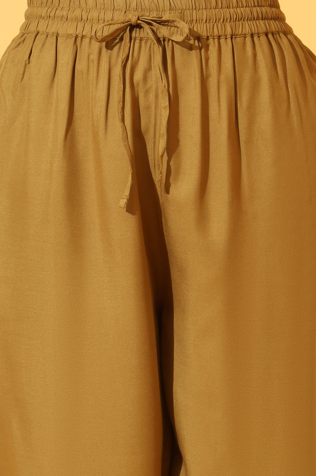 Mustard Solid Ankle Length Rayon Harem Pants
