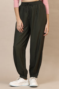 Green Solid Rayon Harem Pants