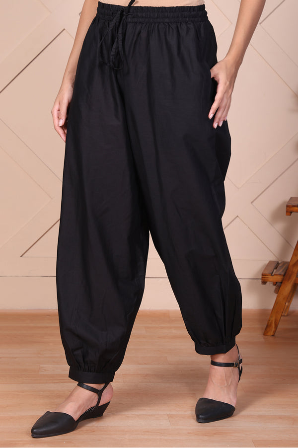 Elleven Women's Black Solid Harem Pants