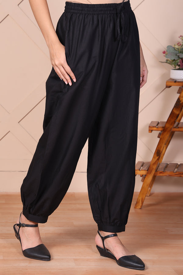 Elleven Women's Black Solid Harem Pants