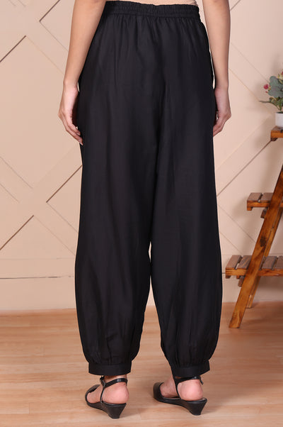 Black Solid Harem Pants
