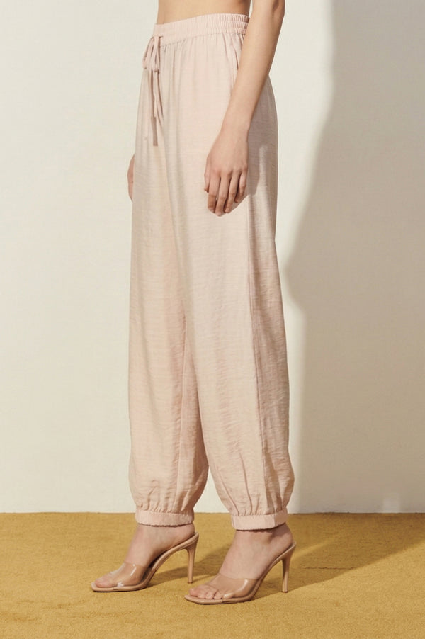 Elleven Women's Beige Solid Rayon Ankle Length Harem Pants
