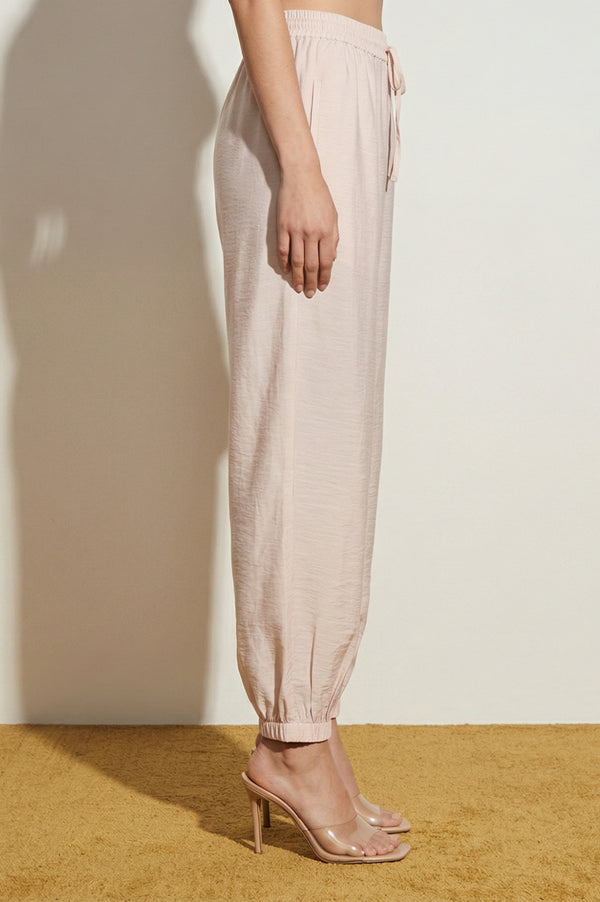 Elleven Women's Beige Solid Rayon Ankle Length Harem Pants