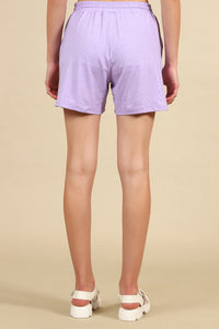 Light Purple Abstract Printed Jersey Shorts