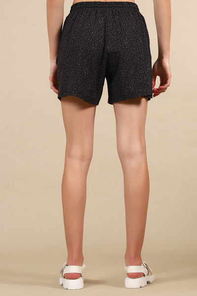 Black Abstract Printed Jersey Shorts
