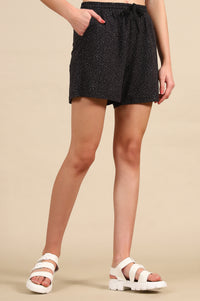Black Abstract Printed Jersey Shorts