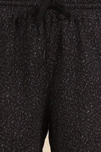 Black Abstract Printed Jersey Shorts
