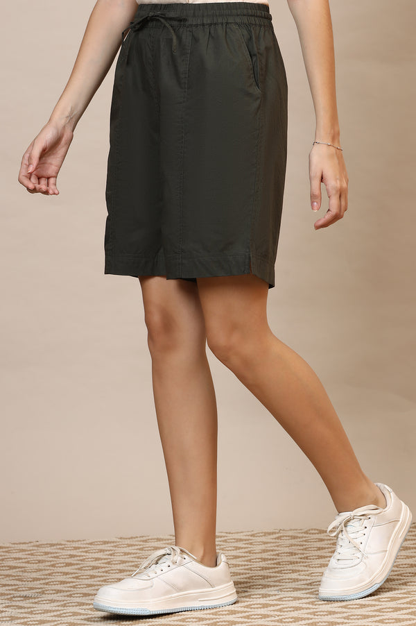 Forest Green Pure Cotton Lounge Shorts