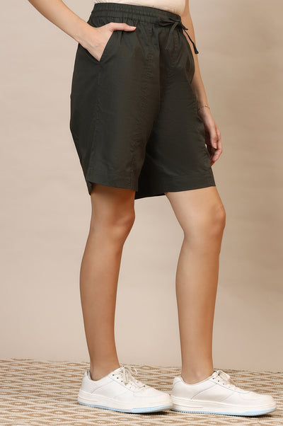Forest Green Pure Cotton Lounge Shorts