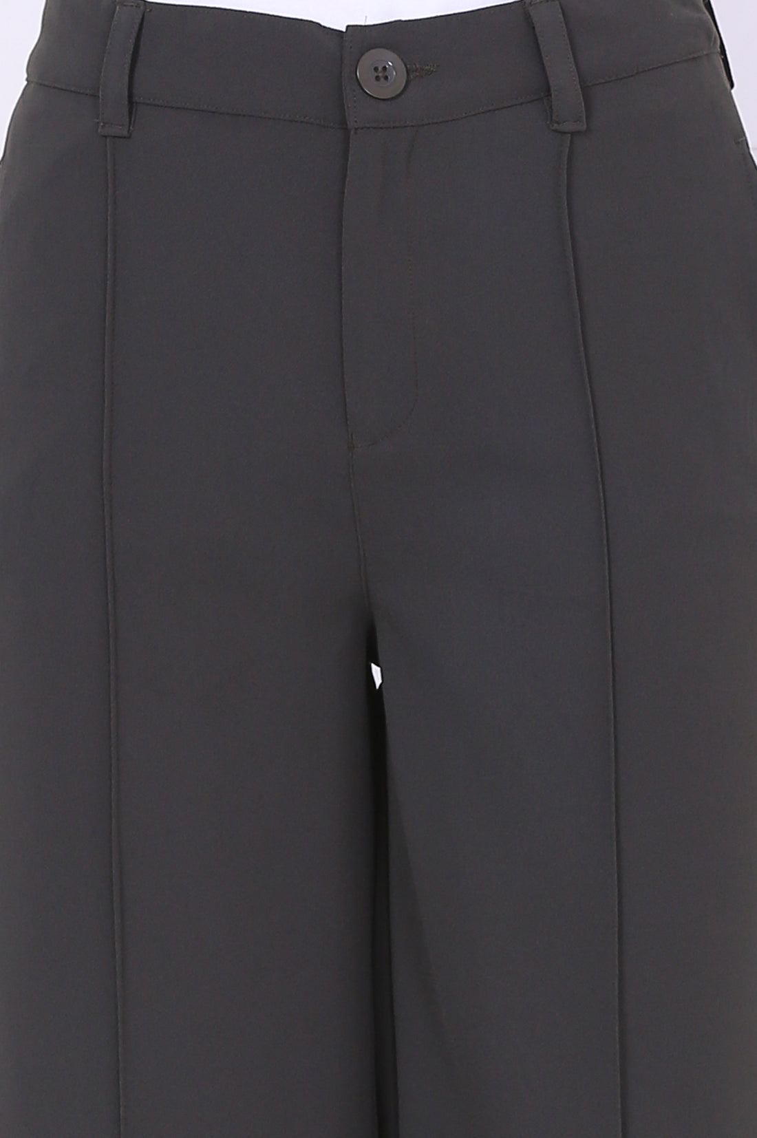 Green Solid Calf Length Culottes with YKK Zipper