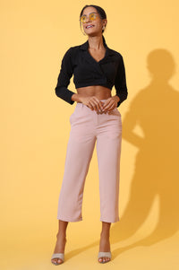 Peach Solid Straight Western Culottes