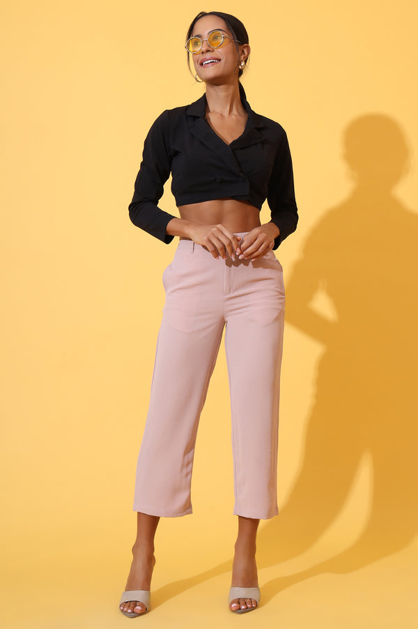 Elleven Women's Peach Solid Straight Western Culottes with YKK Zipper