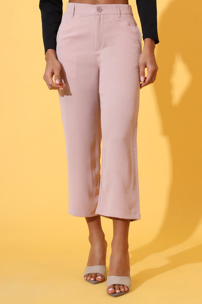 Peach Solid Straight Western Culottes