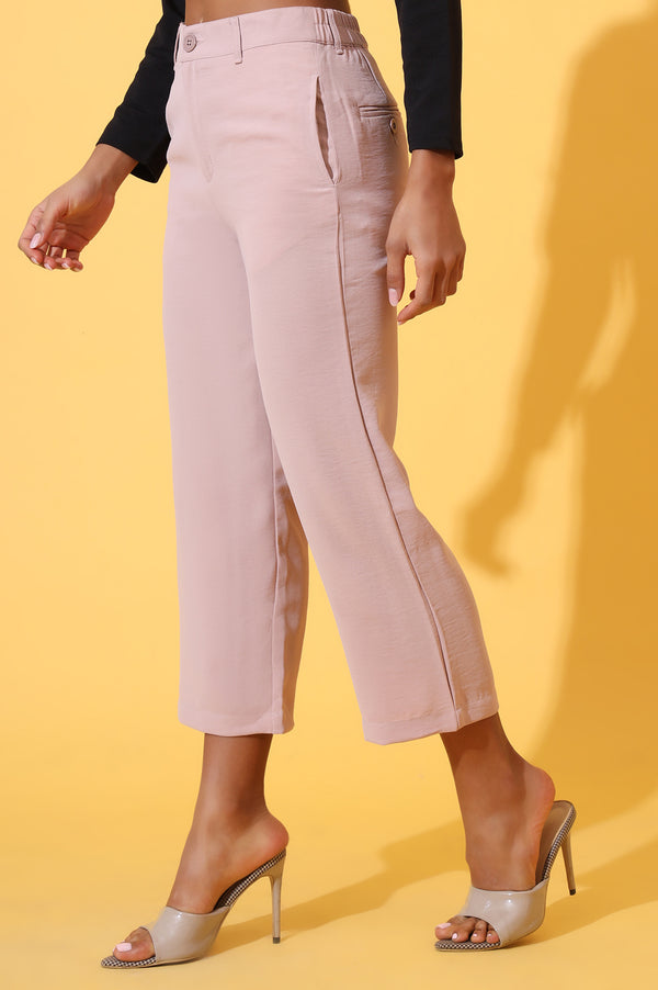 Elleven Women's Peach Solid Straight Western Culottes with YKK Zipper