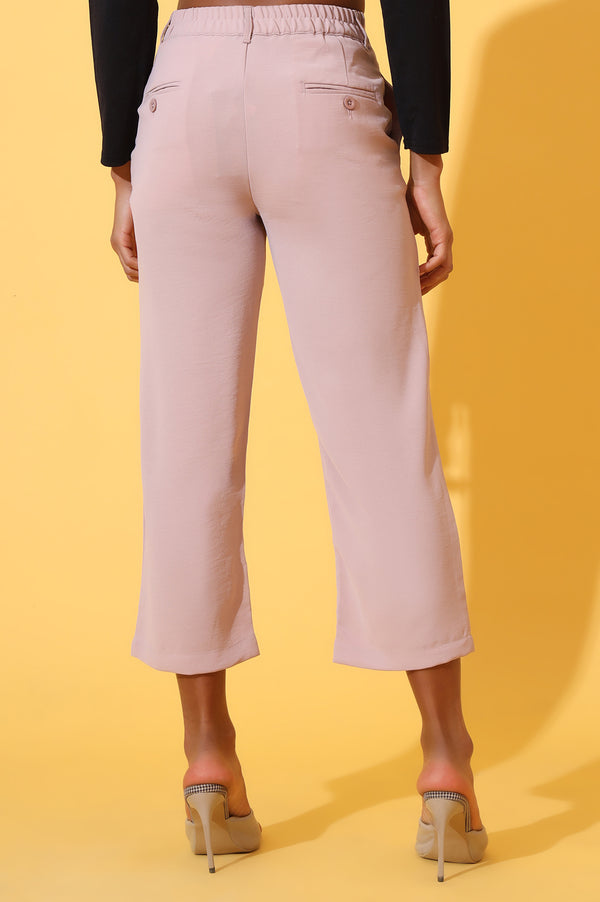 Peach Solid Straight Western Culottes