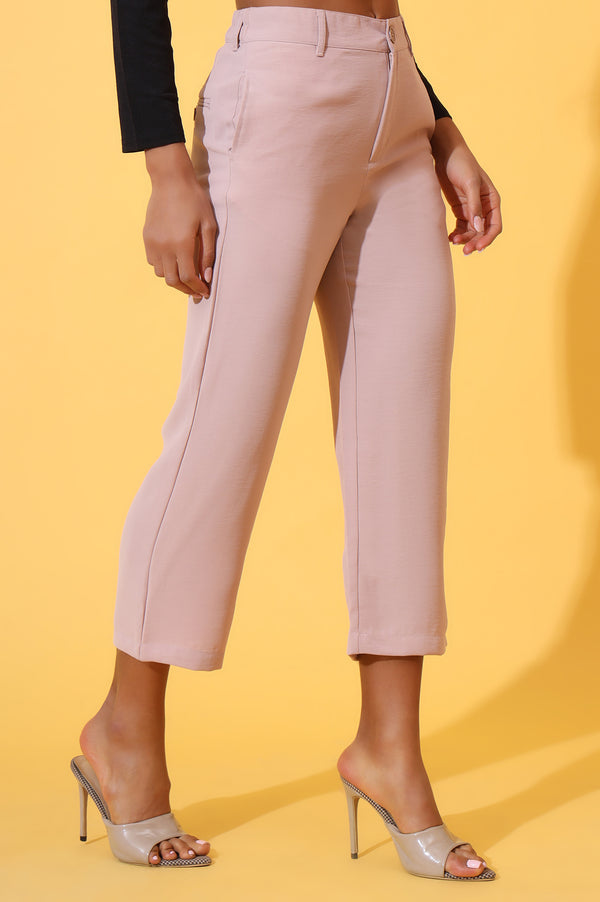 Peach Solid Straight Western Culottes