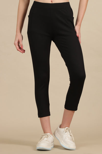 Black Calf Length Yoga Tights
