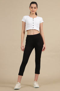 Black Calf Length Yoga Tights