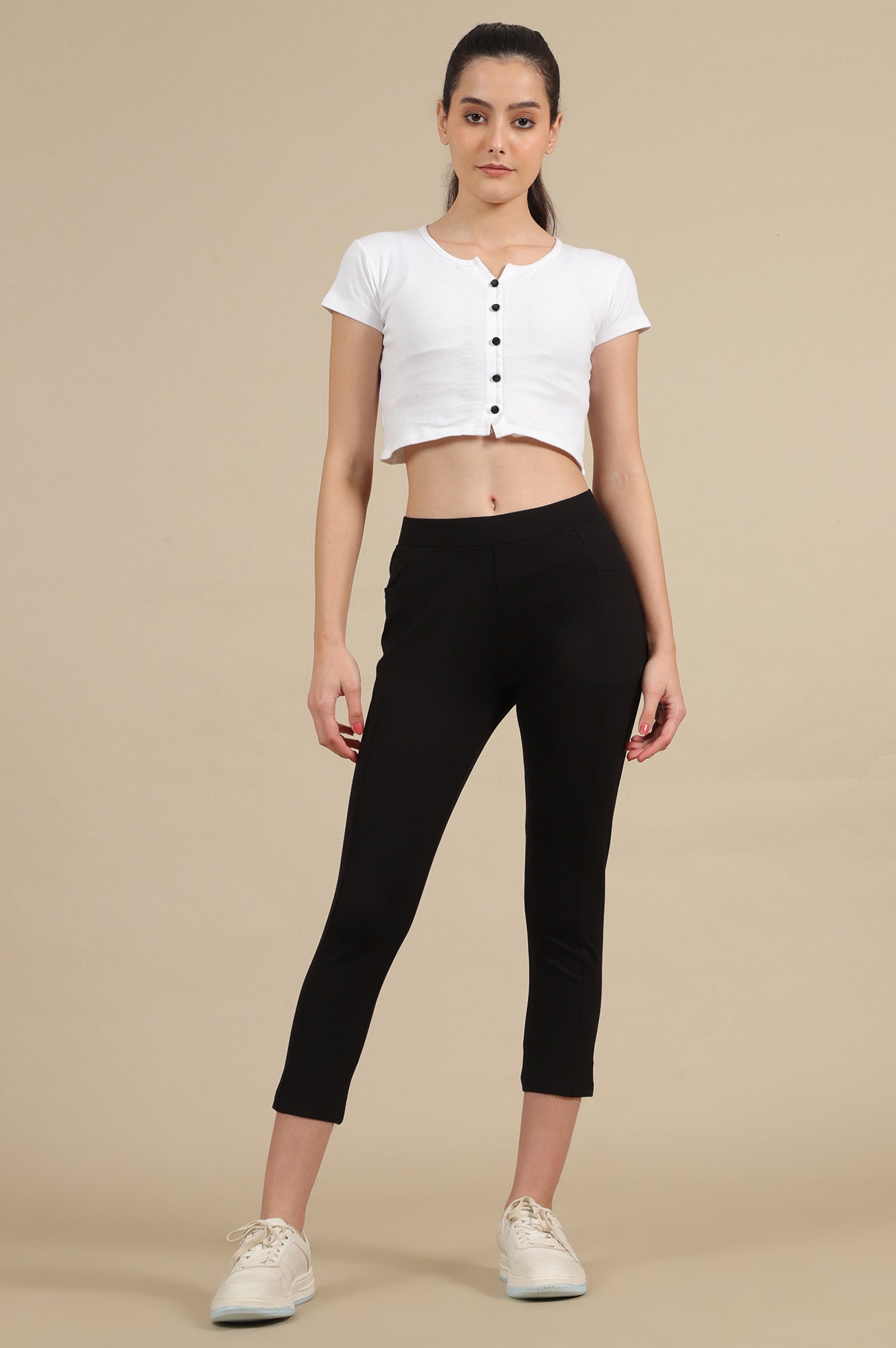 Black Calf Length Yoga Tights