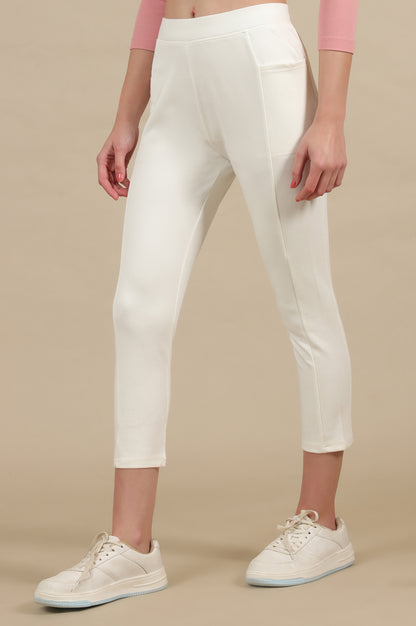 Off-White Calf Length Yoga Tights