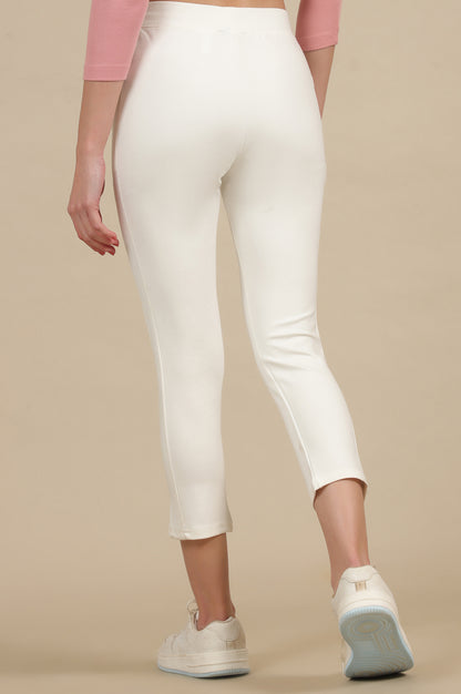 Off-White Calf Length Yoga Tights