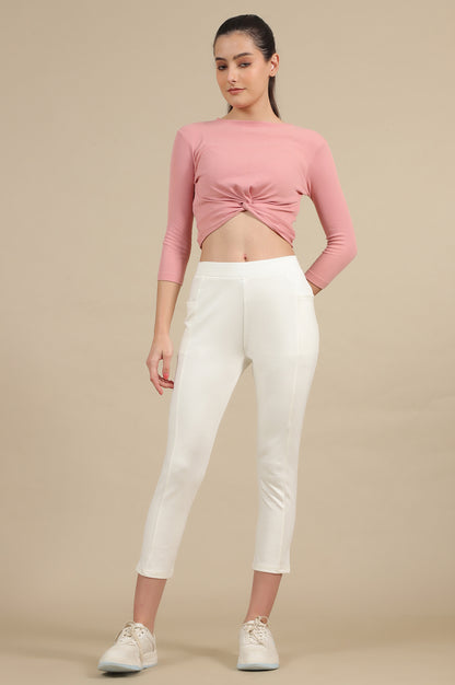 Off-White Calf Length Yoga Tights