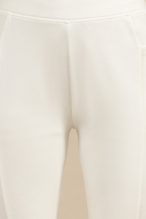 Off-White Calf Length Yoga Tights