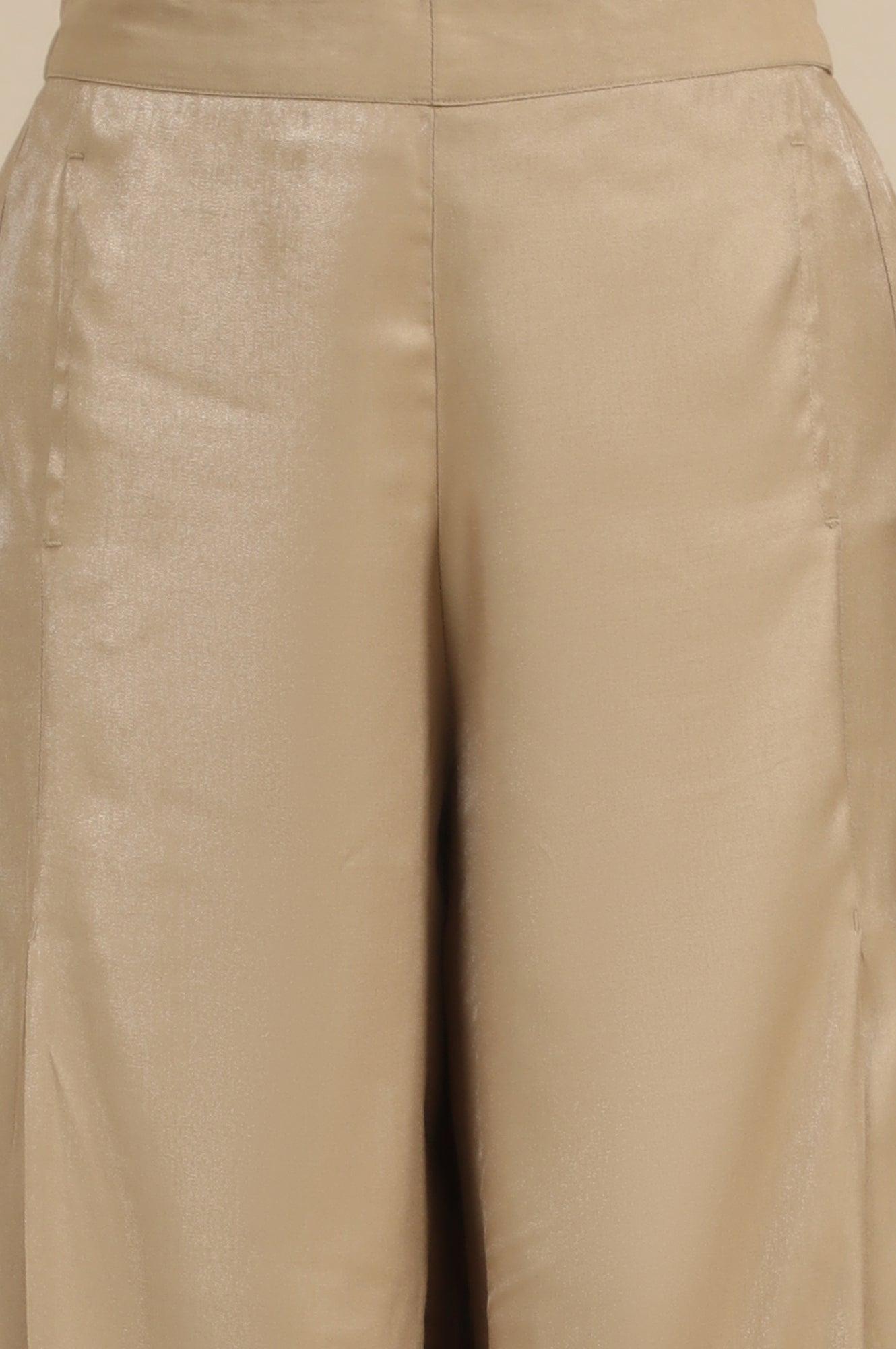 Dark Golden Side Pleated Flared Palazzo