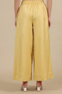 Yellow Side Pleated Flared Palazzo