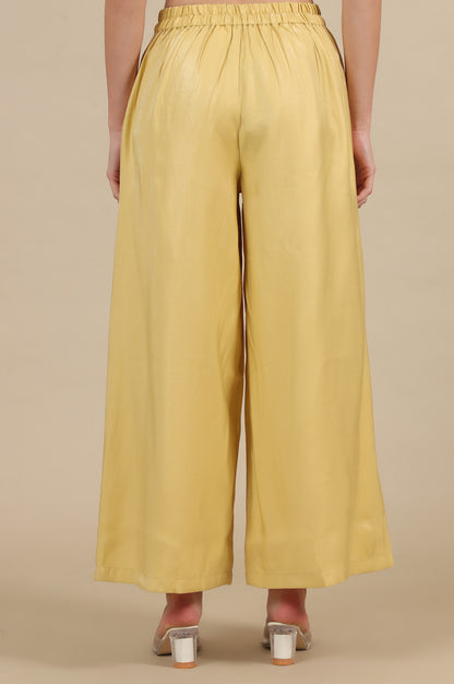 Yellow Side Pleated Flared Palazzo