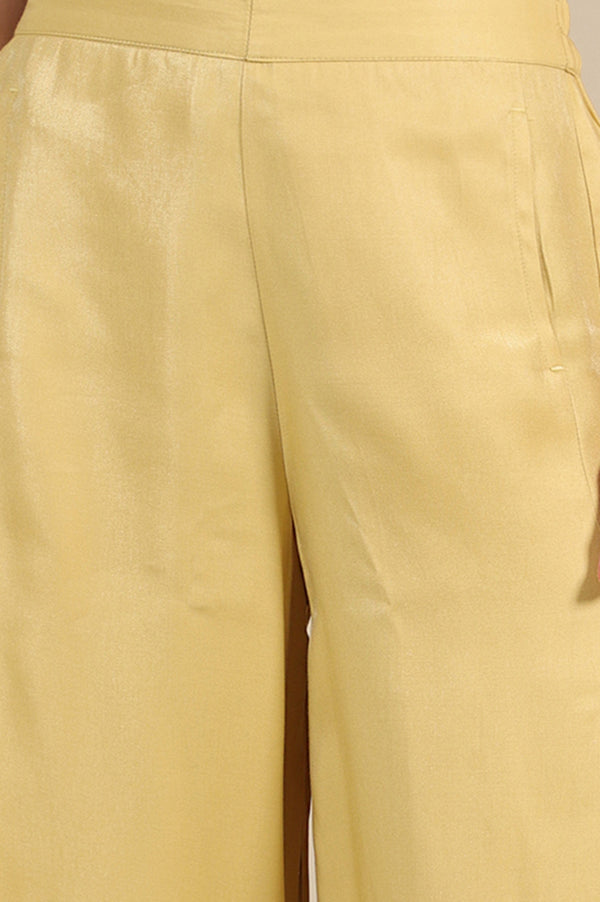 Yellow Side Pleated Flared Palazzo